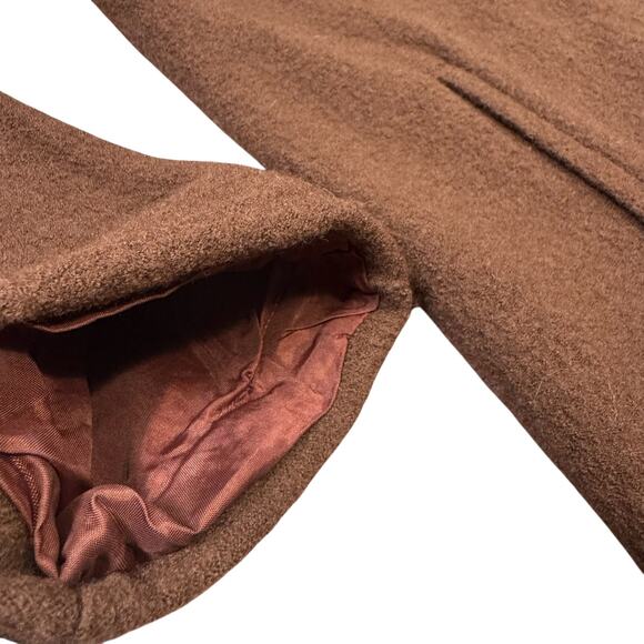 Garnet Hill Boiled Wool Asymmetrical Cut Coat Metal Clasp Brick Red Brown- Sz 16 - Picture 6 of 12